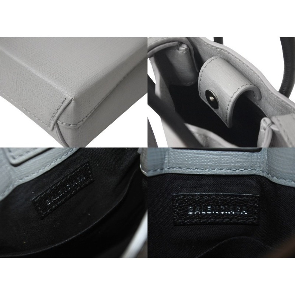 BALENCIAGA shoulder bag shopping phone holder gray leather - Picture 9 of 10